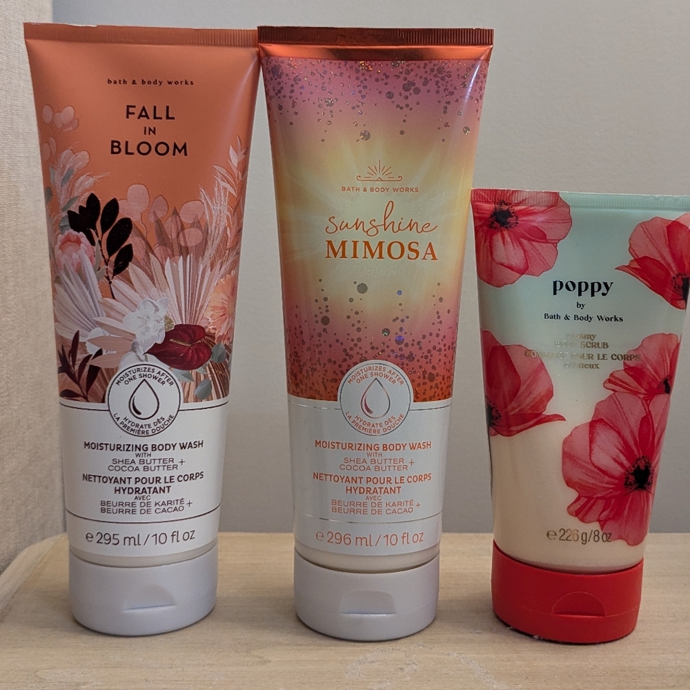 Bath & Body Works Fall In Bloom Sunshine Mimosa Moisturizing Wash & Poppy Scrub